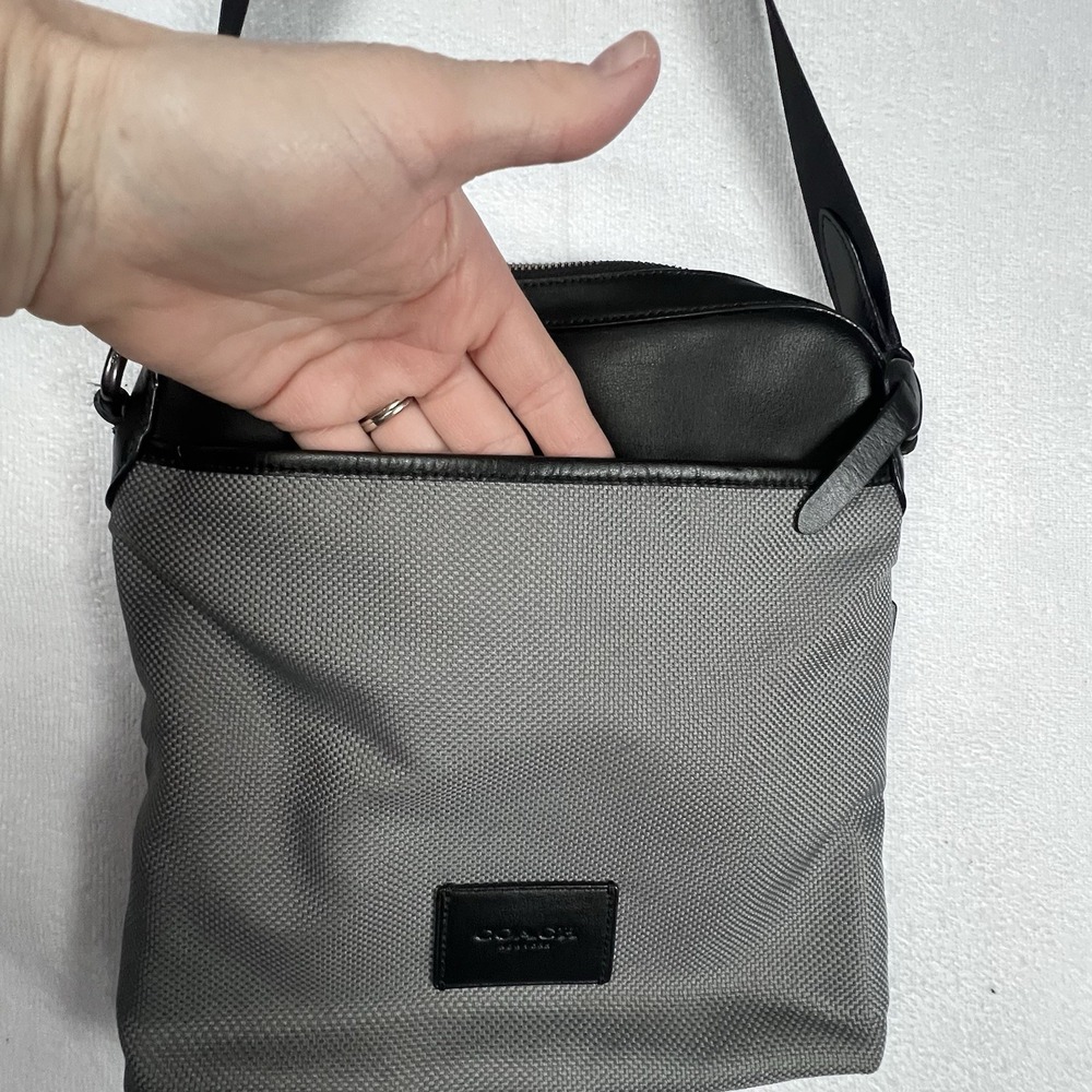 Coach F37609 Crossbody Nylon Black Leather‎ Mens Travel Work Bag - Picture 7 of 12